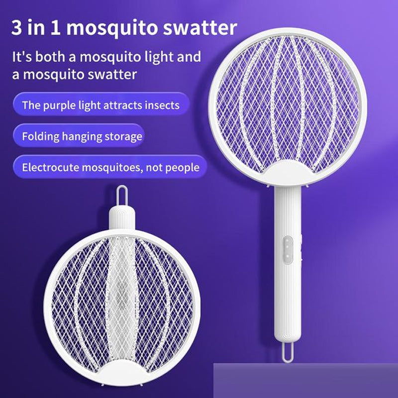 3-in-1 Foldable Mosquito Racket | UV-A Trap & Night Lamp