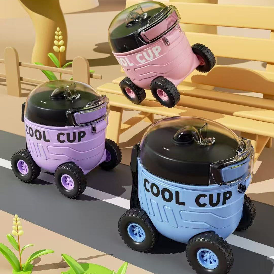Cool Cup™ Wheeled Kids Water Bottle – 500 ml Sipper with Strap