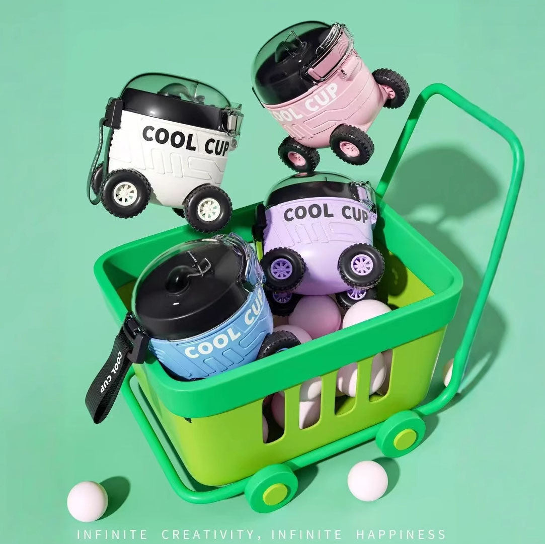 Cool Cup™ Wheeled Kids Water Bottle – 500 ml Sipper with Strap