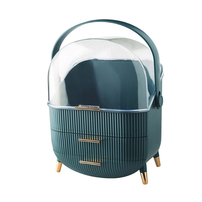 Luxury Dust-Proof Makeup Organizer Box with Handle & Drawers – 25 × 18.5 × 37 cm Portable Vanity Storage