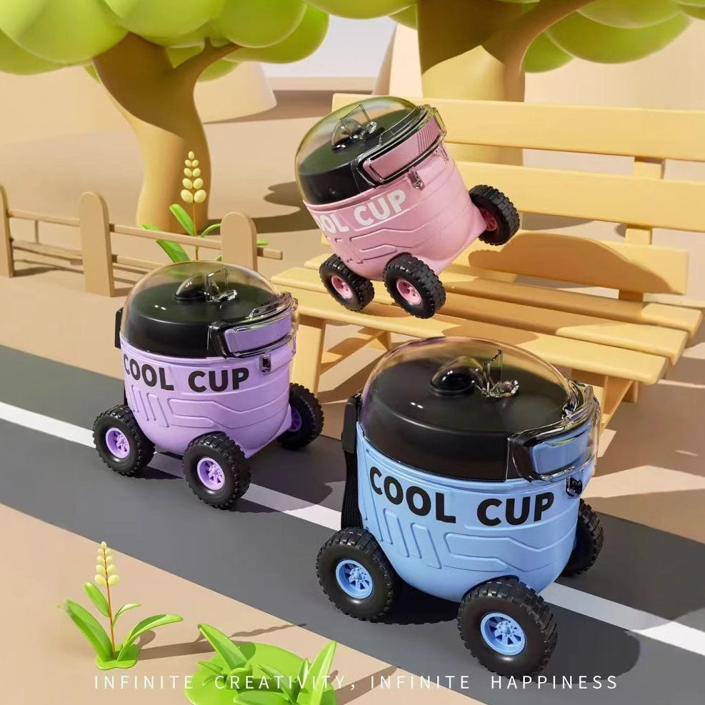 Cool Cup™ Wheeled Kids Water Bottle – 500 ml Sipper with Strap