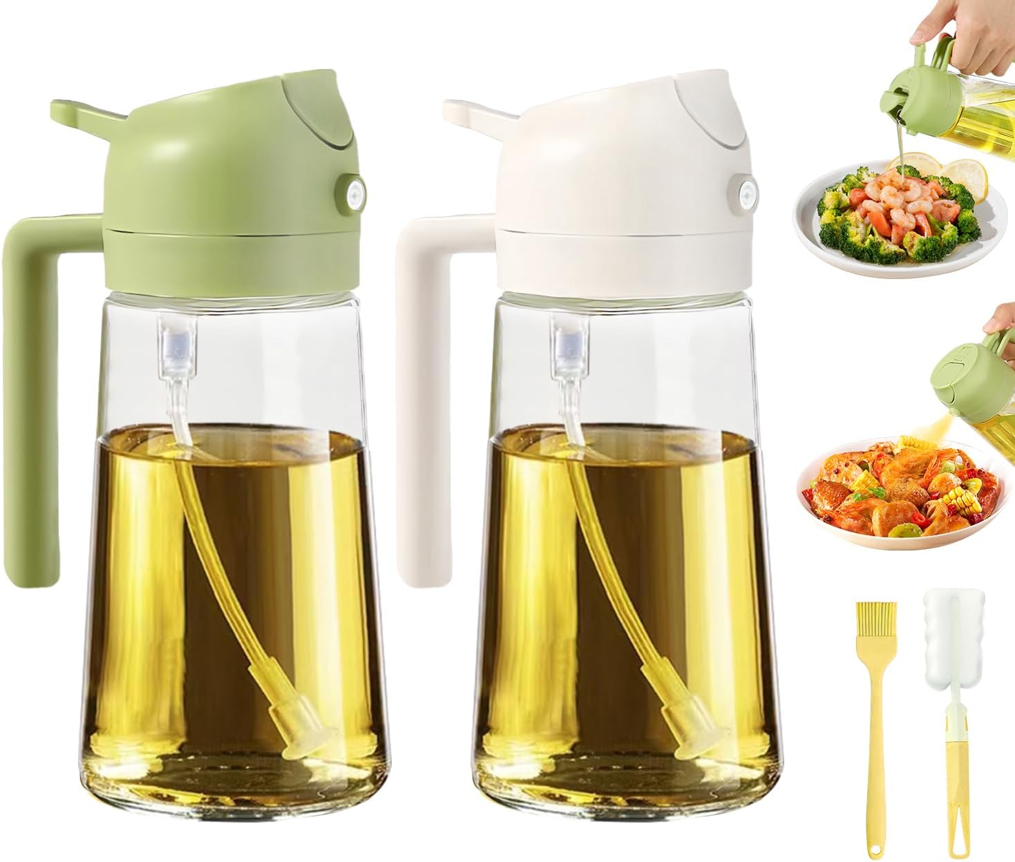 2-in-1 Oil Spray & Pour Glass Bottle – 600 ml 2-in-1 Dispenser