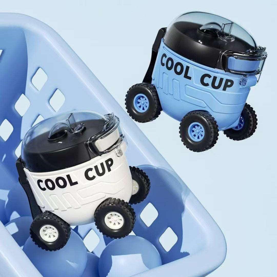 Cool Cup™ Wheeled Kids Water Bottle – 500 ml Sipper with Strap