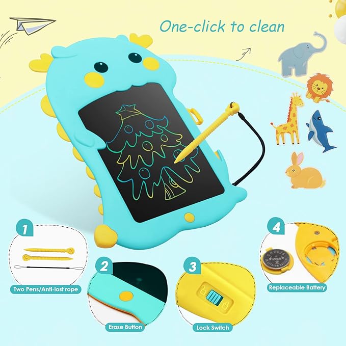 Dinosaur LCD Writing Tablet – Screen-Free Drawing Pad (10″)
