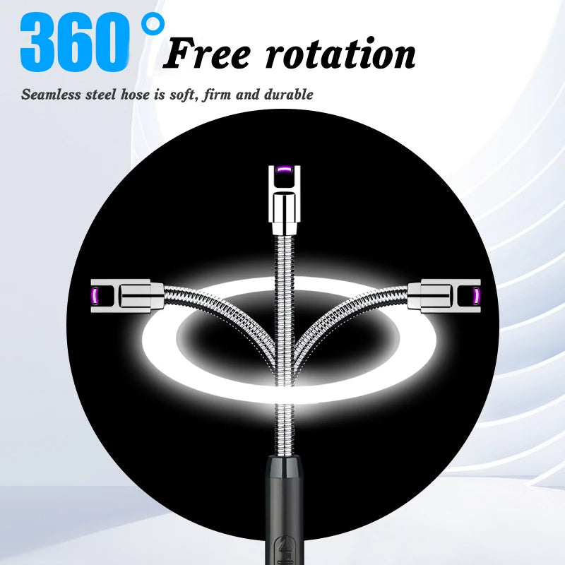 Flexible inspection tube with 360-degree free rotation on a black background. usb electric lighter pakistan, rechargeable plasma lighter, windproof candle lighter