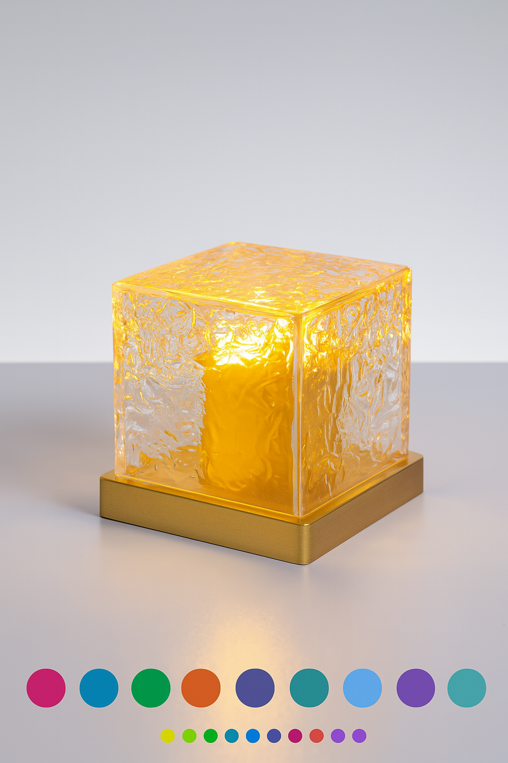 Decorative cube light with textured glass cover on a white background