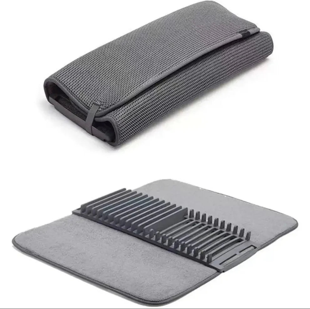Gray mat with textured surface and folded mat on a white background