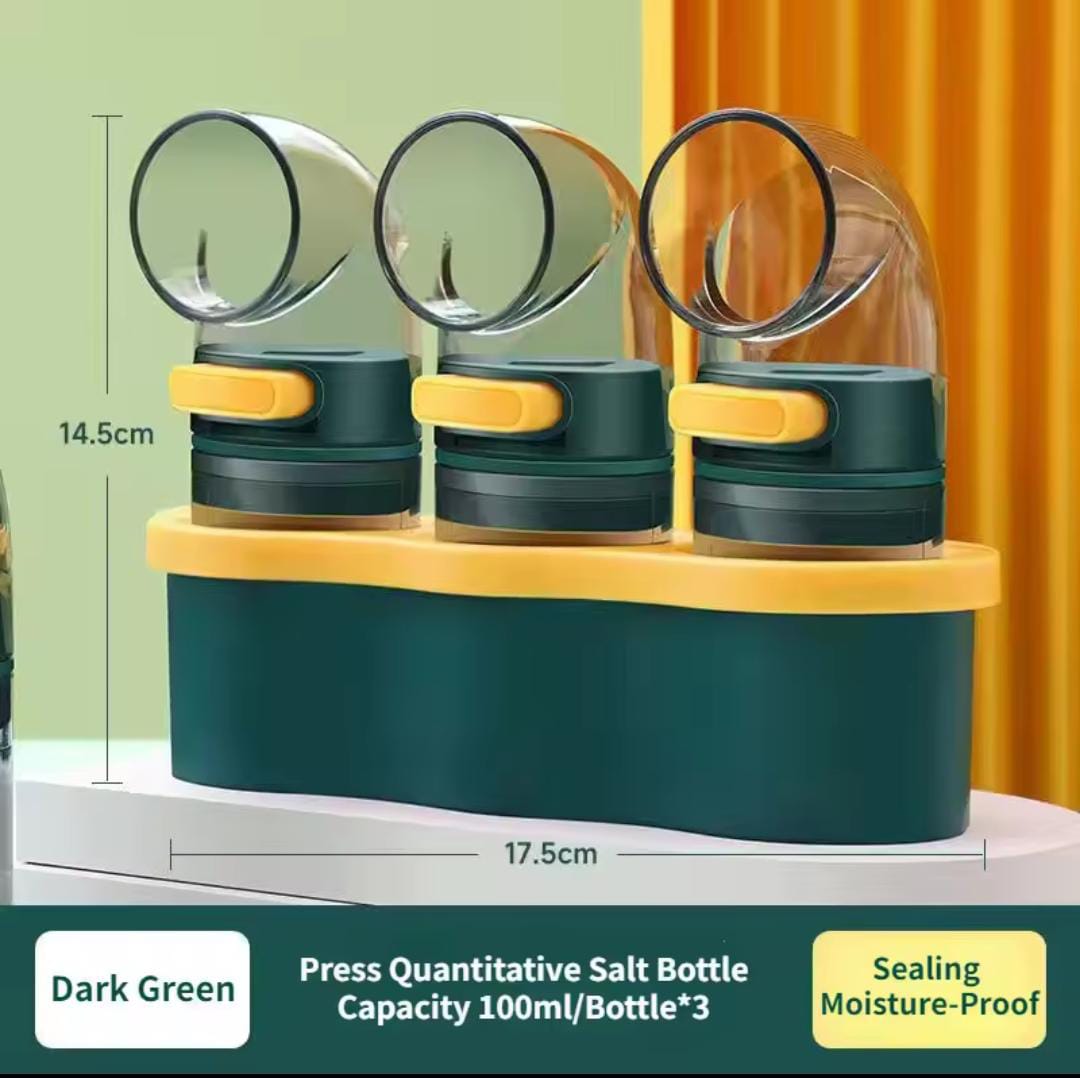 0.5 g Quantitative Salt & Spice Dispenser – 3-Bottle Set with Stand