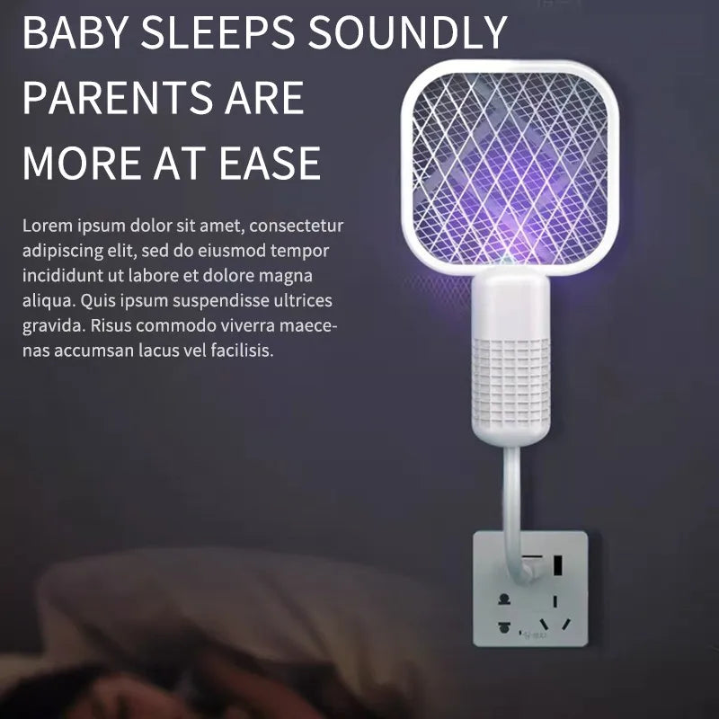 Wall-mounted electronic mosquito zapper device with text indicating it helps parents sleep better.