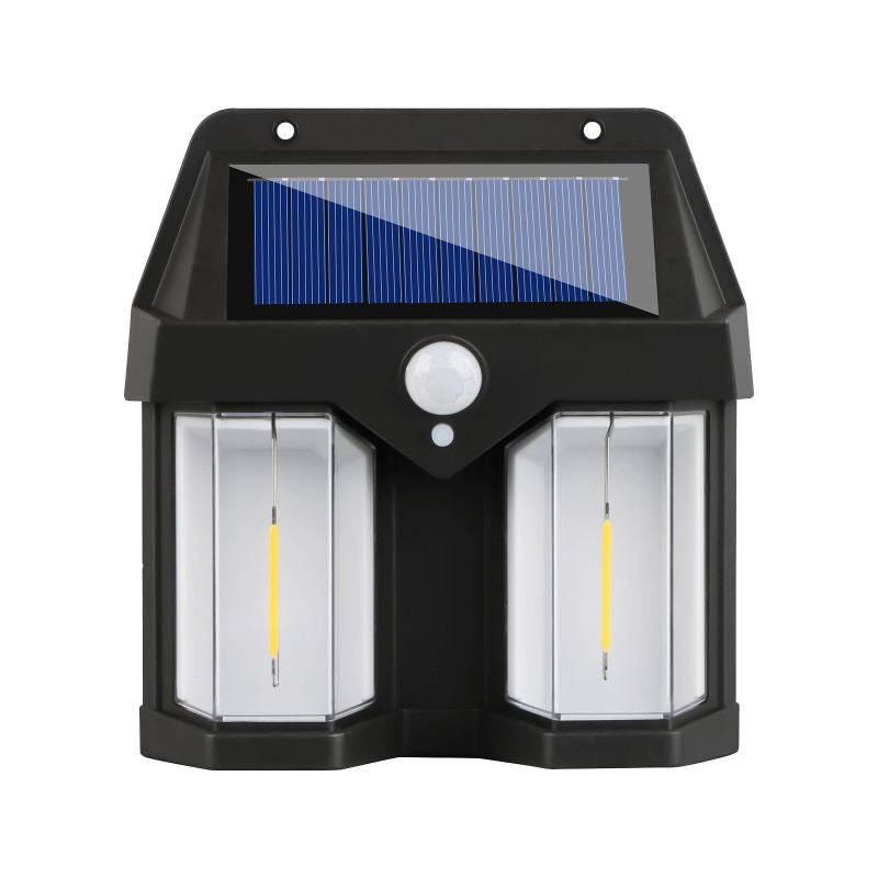 Solar-powered outdoor light with motion sensor on a white background. solar wall light CL-228, solar motion sensor light Pakistan, outdoor waterproof solar light.