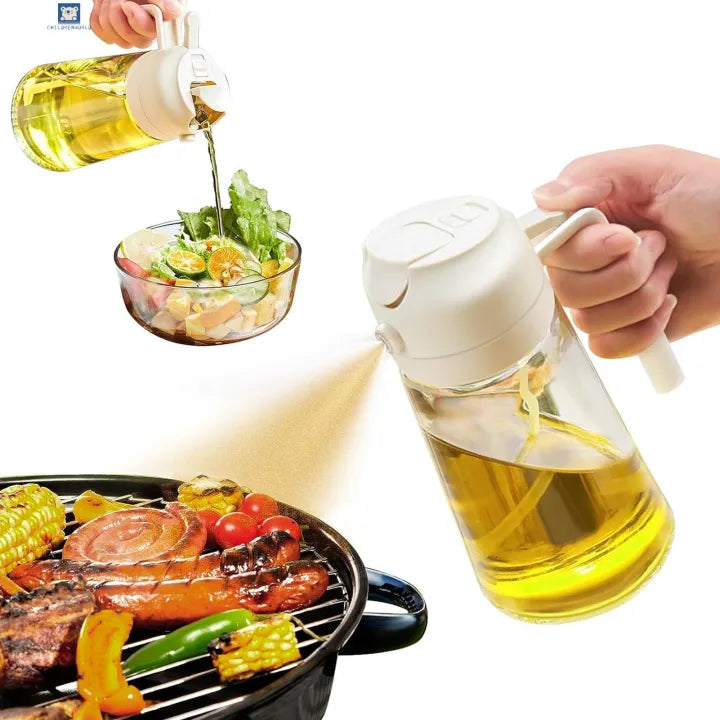 2-in-1 Oil Spray & Pour Glass Bottle – 600 ml 2-in-1 Dispenser