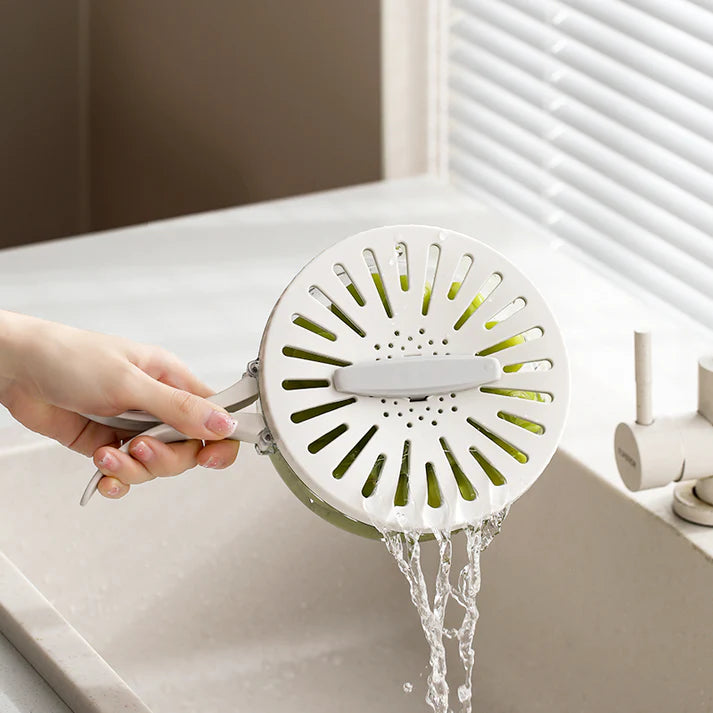 folding handle drain basket, fruit washing bowl Pakistan